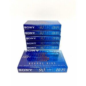 Lot of 6 Sony Hi-Fi 90 Blank Audio Cassette Tapes Normal Bias Type I SEALED